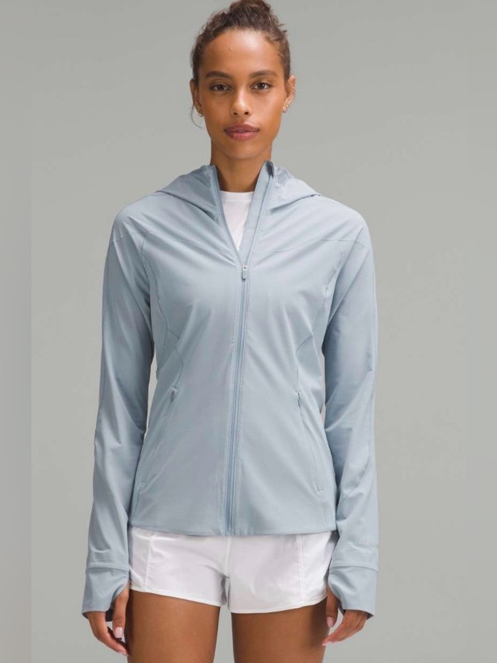 Lululemon Mist Over Windbreaker Full Zip Water-Repellent Jacket Light blue 10